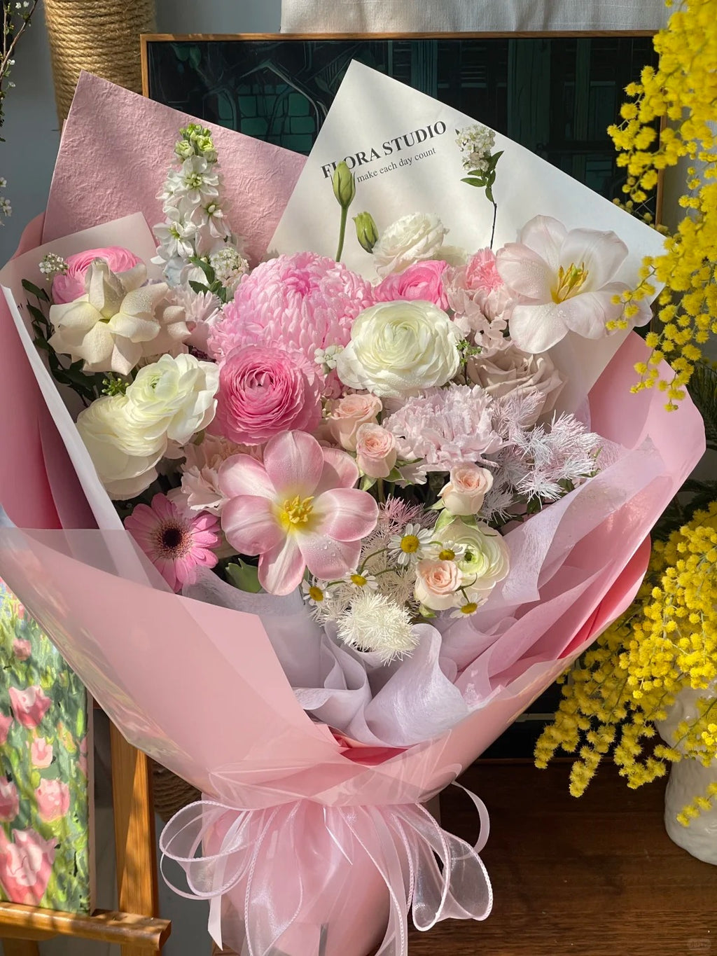 Pink bouquet mix and match random blind box large/medium/small flowers mix and match