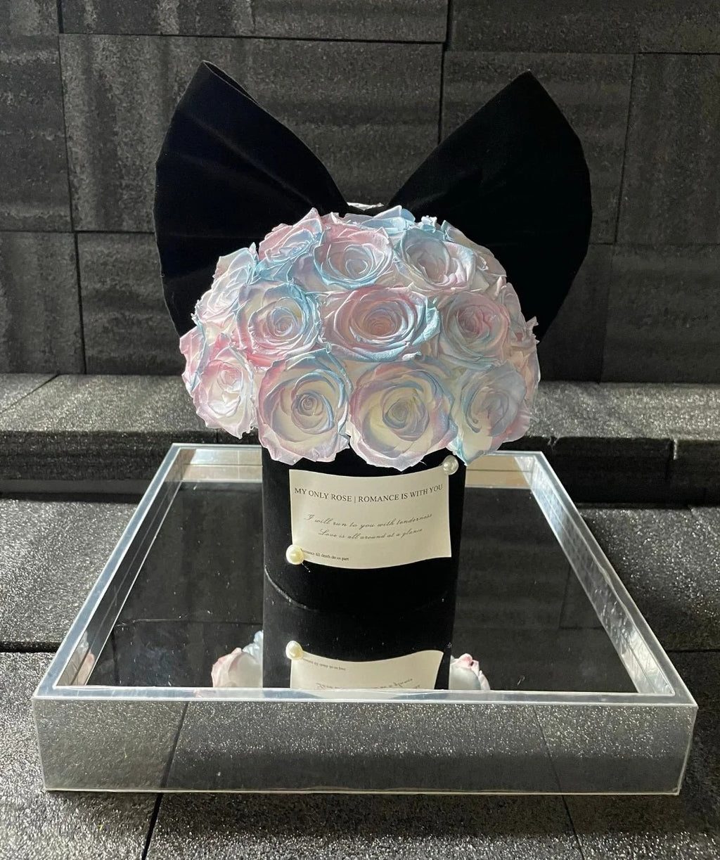 玫瑰/永生花桶/蝴蝶结圆筒玫瑰花桶 家居装饰花桶