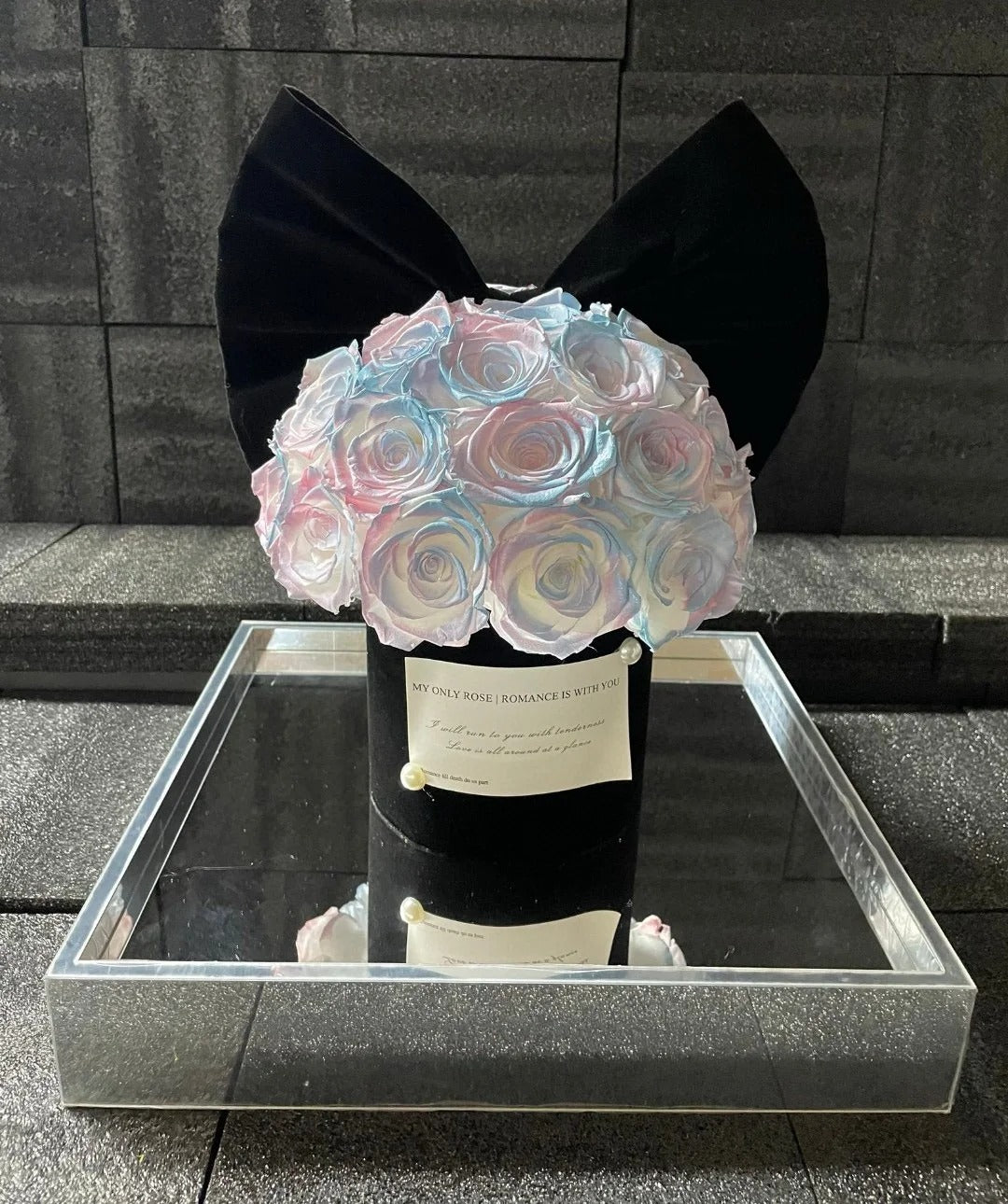 Rose/Preserved Flower Bucket/Bow-knot Round Rose Flower Bucket Home Decor Flower Bucket