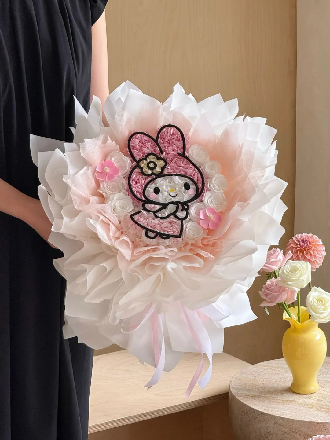 Buket bunga awet / Hadiah ulang tahun Sanrio / Bunga artifisial berkualitas tinggi untuk anak perempuan atau pacar