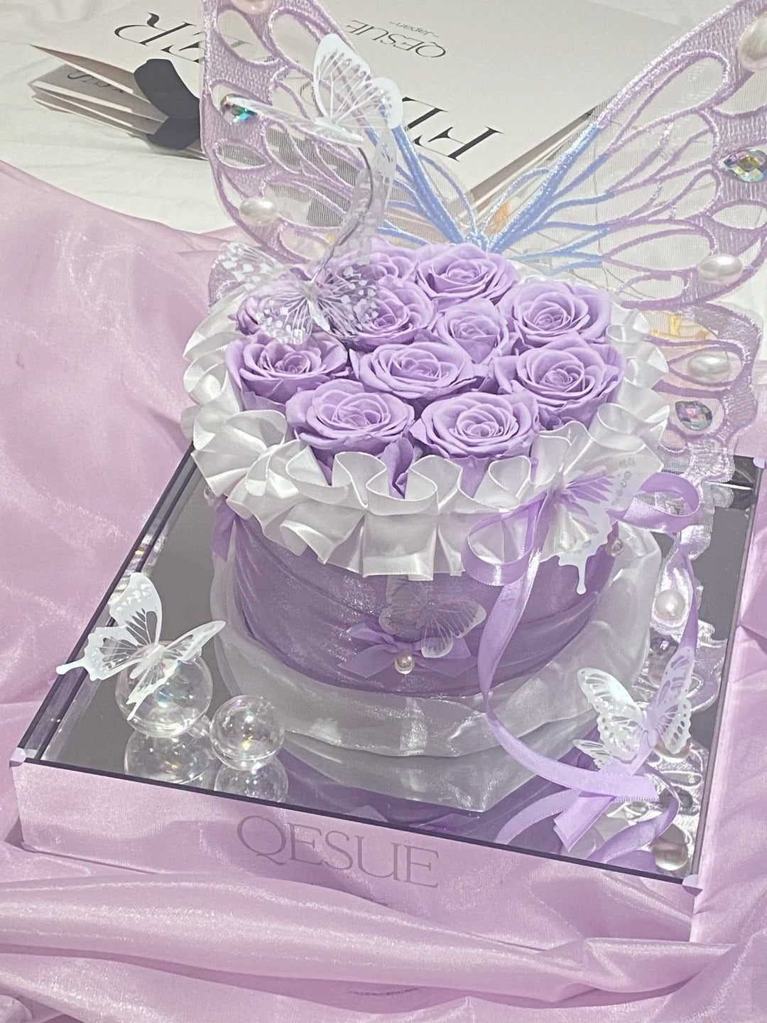 Butterfly Cake Flower Box / Creative Preserved Flower Box - Birthday Gift & Anniversary Gift