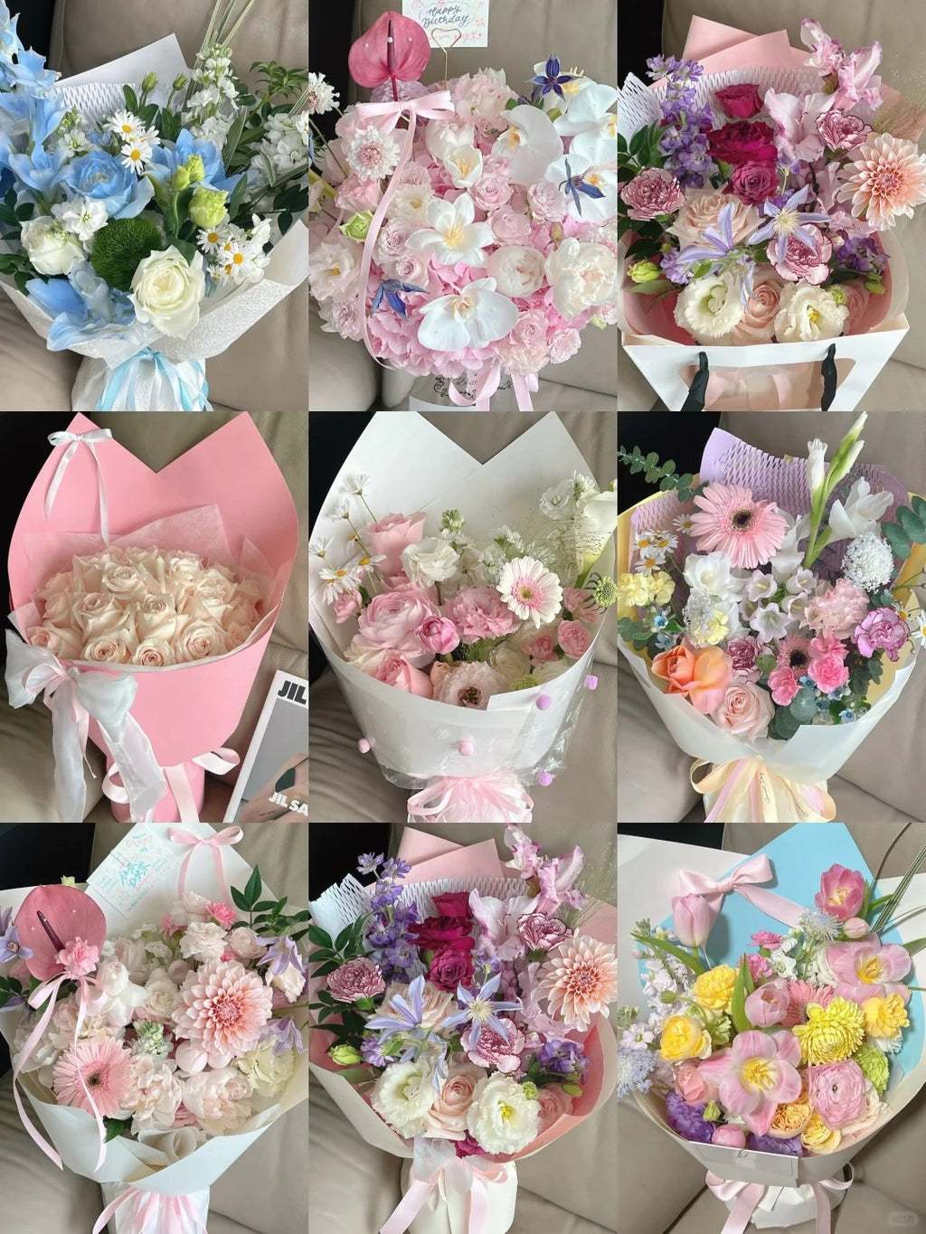 Pink bouquet mix and match random blind box large/medium/small flowers mix and match