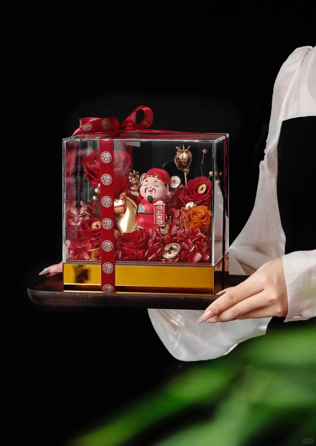 Ornament flower box/God of Wealth flower box/house gift/rose flower box/gift-giving/home use to attract wealth