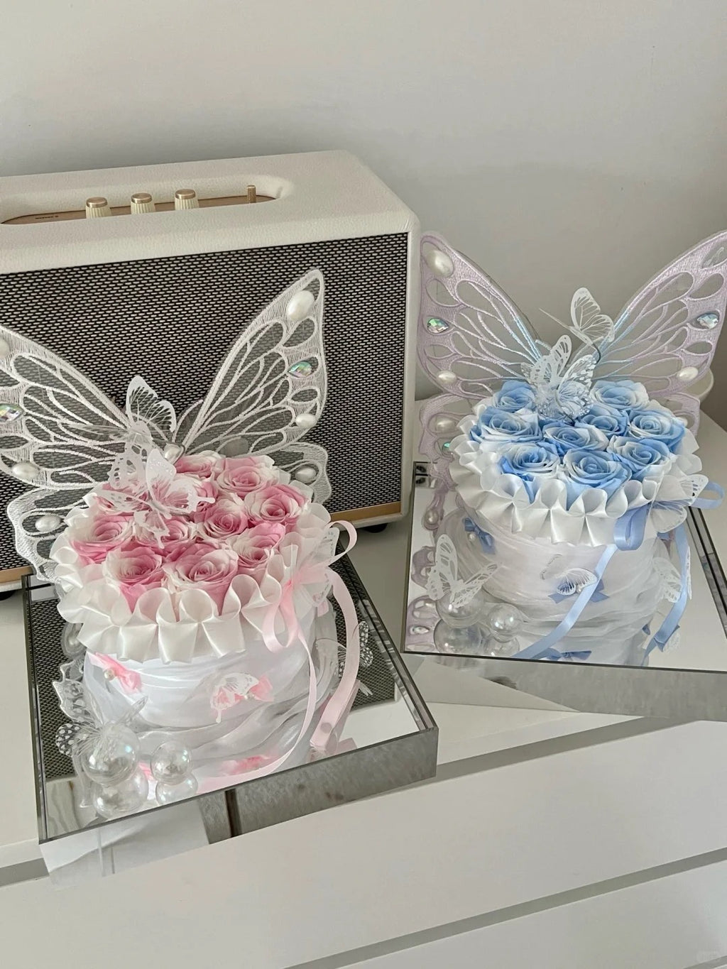Butterfly Cake Flower Box / Creative Preserved Flower Box - Birthday Gift & Anniversary Gift