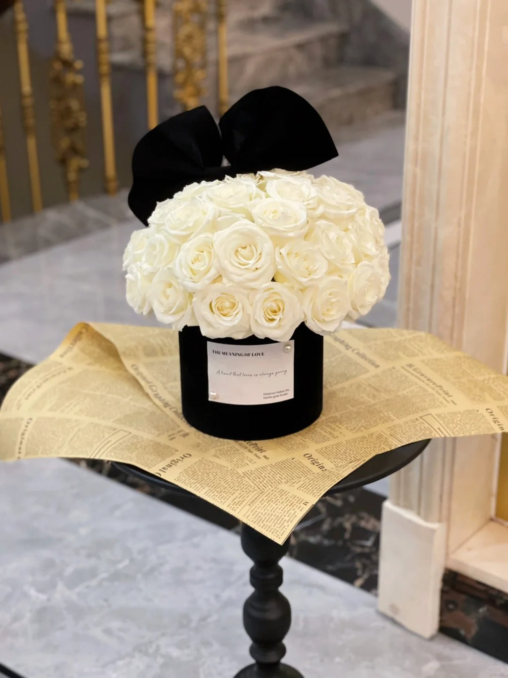 玫瑰/永生花桶/蝴蝶结圆筒玫瑰花桶 家居装饰花桶