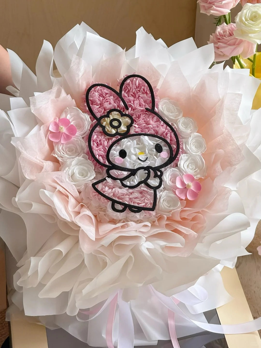 Buket bunga awet / Hadiah ulang tahun Sanrio / Bunga artifisial berkualitas tinggi untuk anak perempuan atau pacar