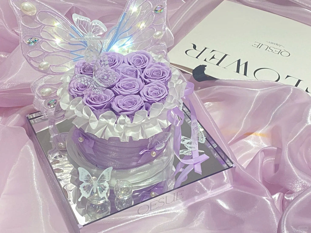 Butterfly Cake Flower Box / Creative Preserved Flower Box - Birthday Gift & Anniversary Gift