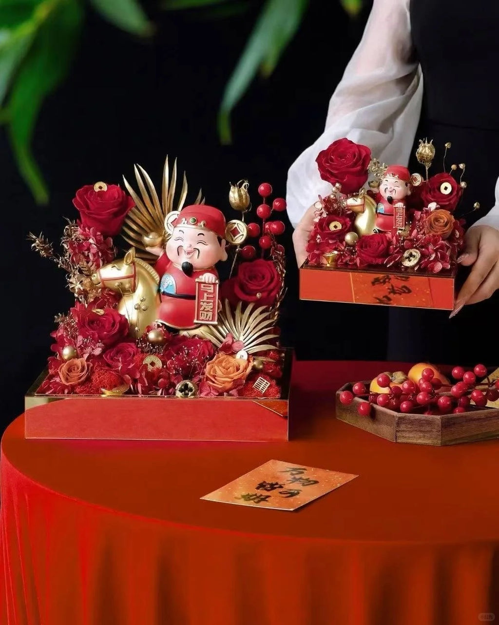 花箱摆件/财神花盒/乔迁送礼/玫瑰花盒/送礼佳品/家用招财