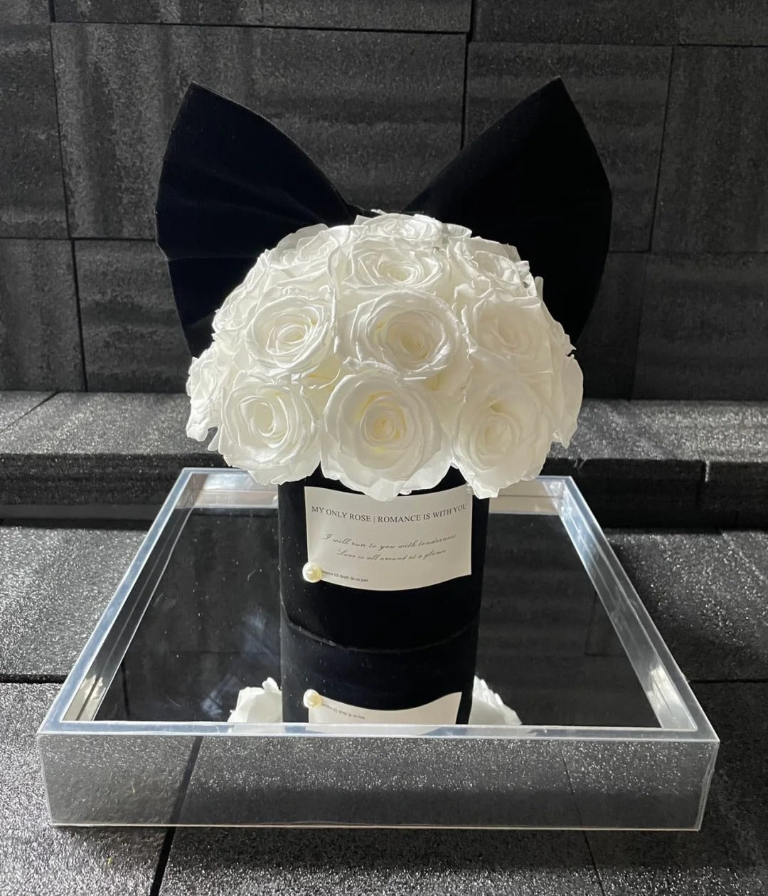 Rose/Preserved Flower Bucket/Bow-knot Round Rose Flower Bucket Home Decor Flower Bucket