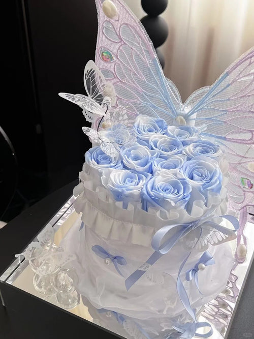 Butterfly Cake Flower Box / Creative Preserved Flower Box - Birthday Gift & Anniversary Gift