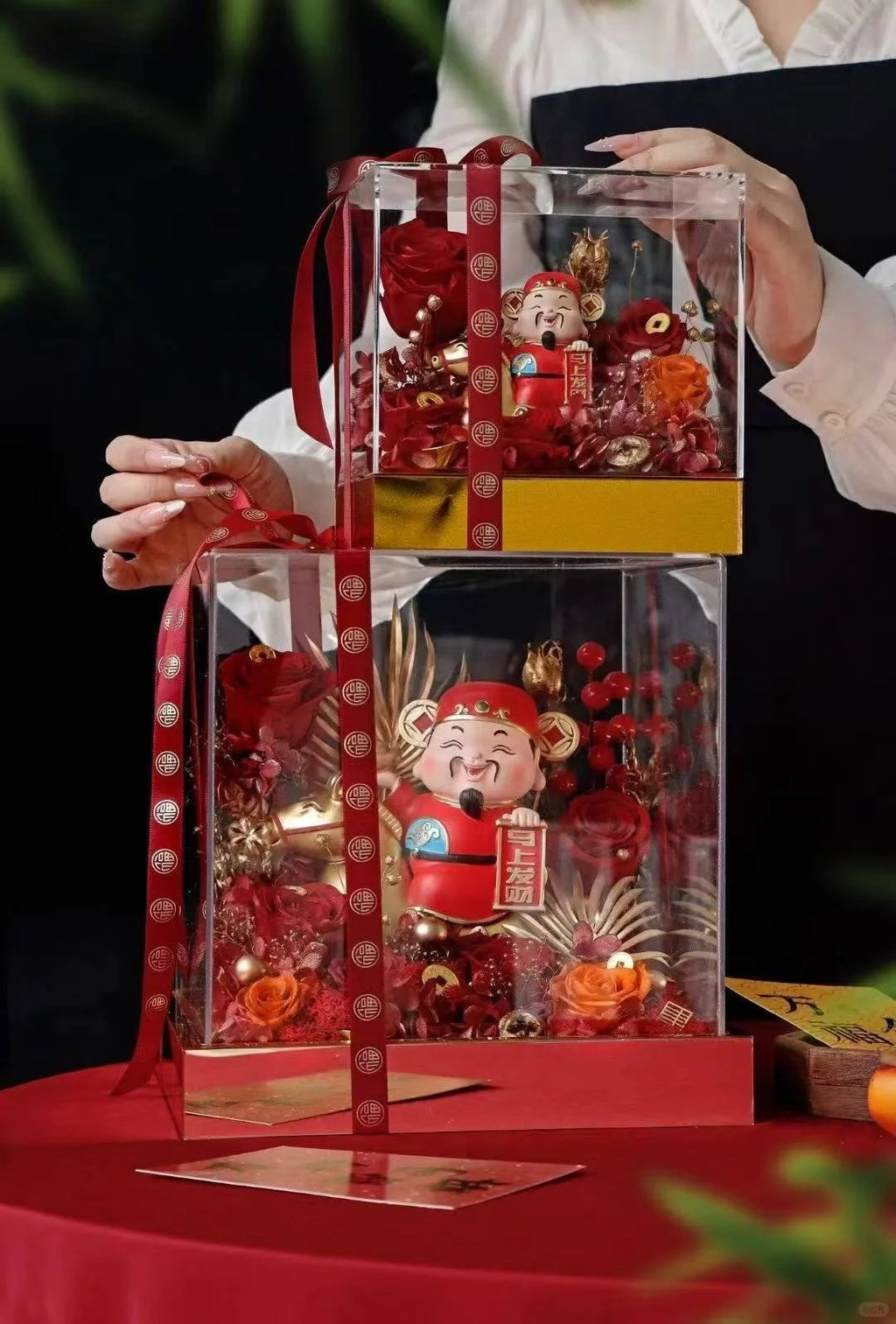 花箱摆件/财神花盒/乔迁送礼/玫瑰花盒/送礼佳品/家用招财