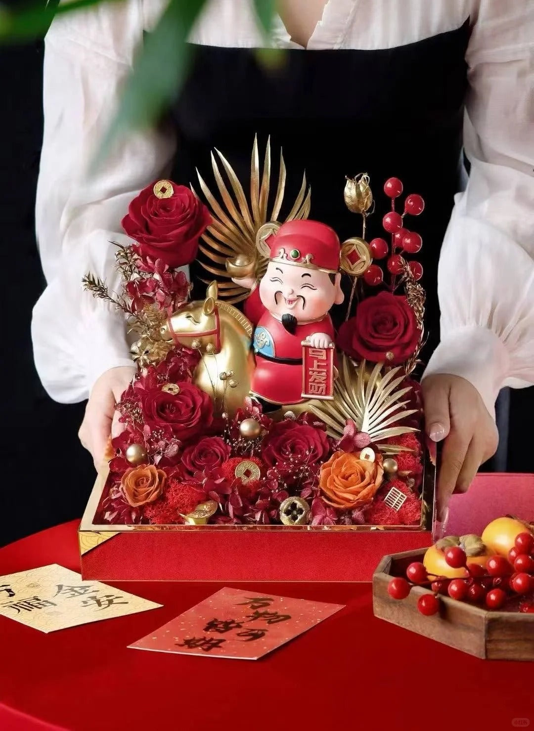 Ornament flower box/God of Wealth flower box/house gift/rose flower box/gift-giving/home use to attract wealth