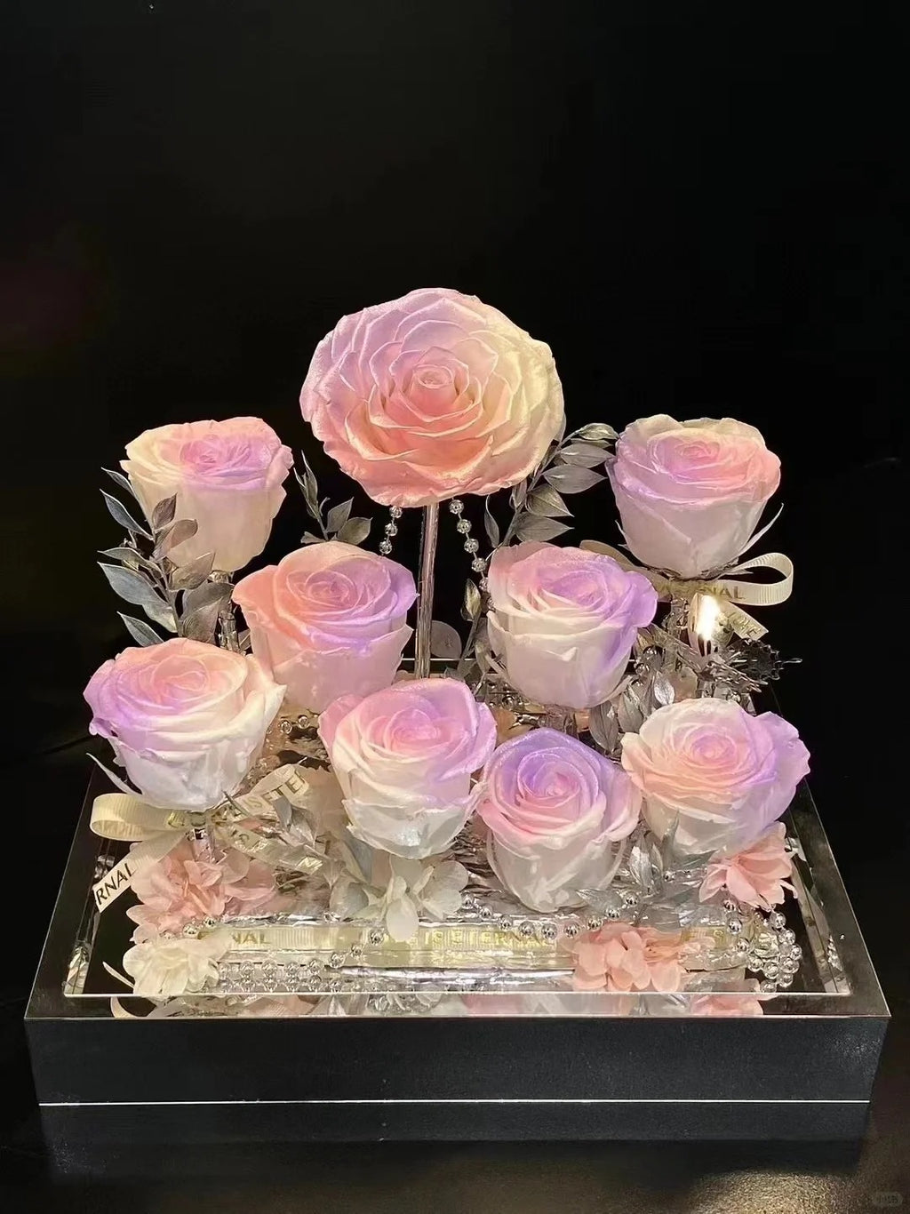 永生玫瑰花高端亚克力礼盒 - 浪漫生日礼物