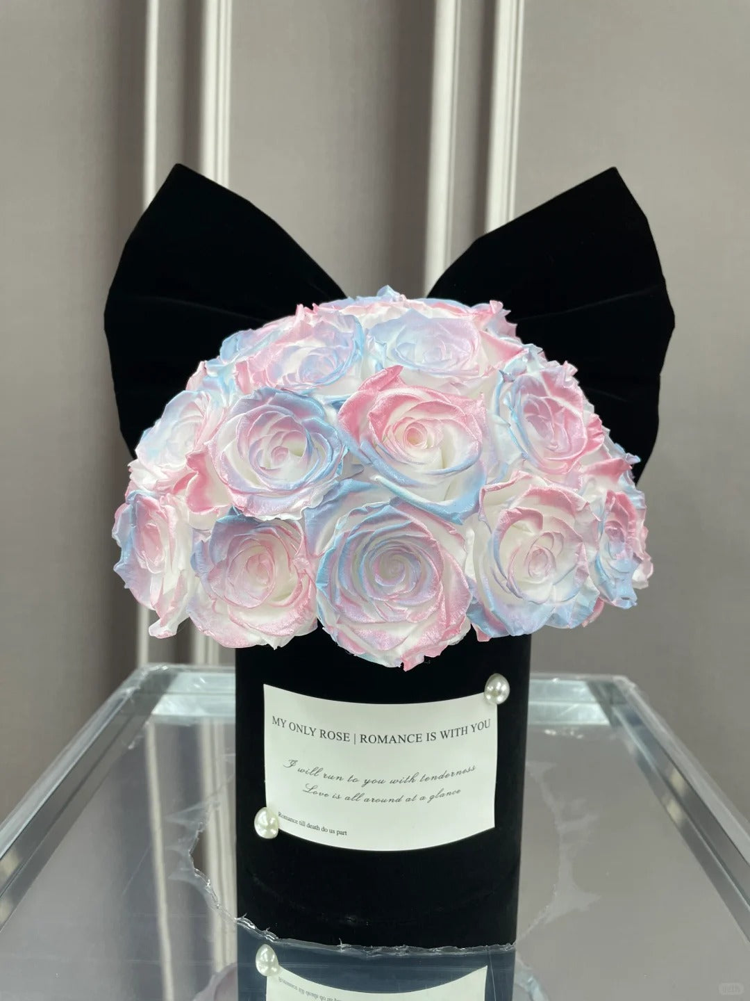 Rose/Preserved Flower Bucket/Bow-knot Round Rose Flower Bucket Home Decor Flower Bucket