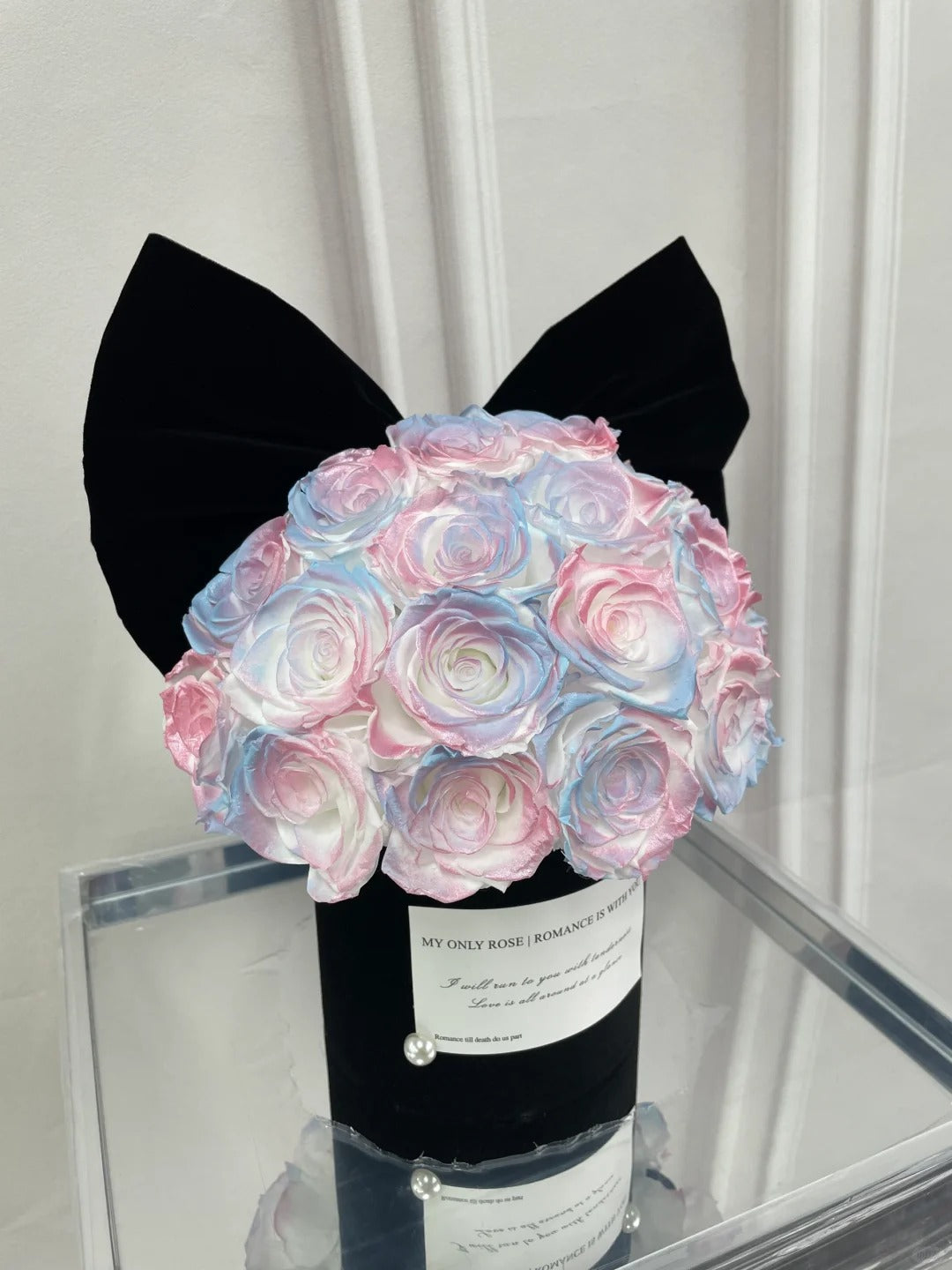 Rose/Preserved Flower Bucket/Bow-knot Round Rose Flower Bucket Home Decor Flower Bucket