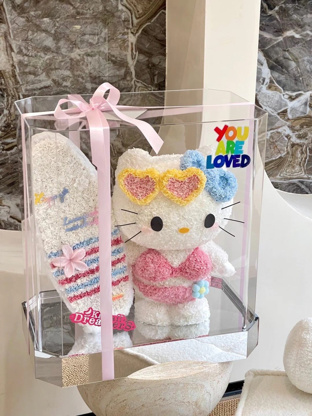 Hello Kitty preserved flower box / Romantic gift/anniversary present - for friends and loved ones