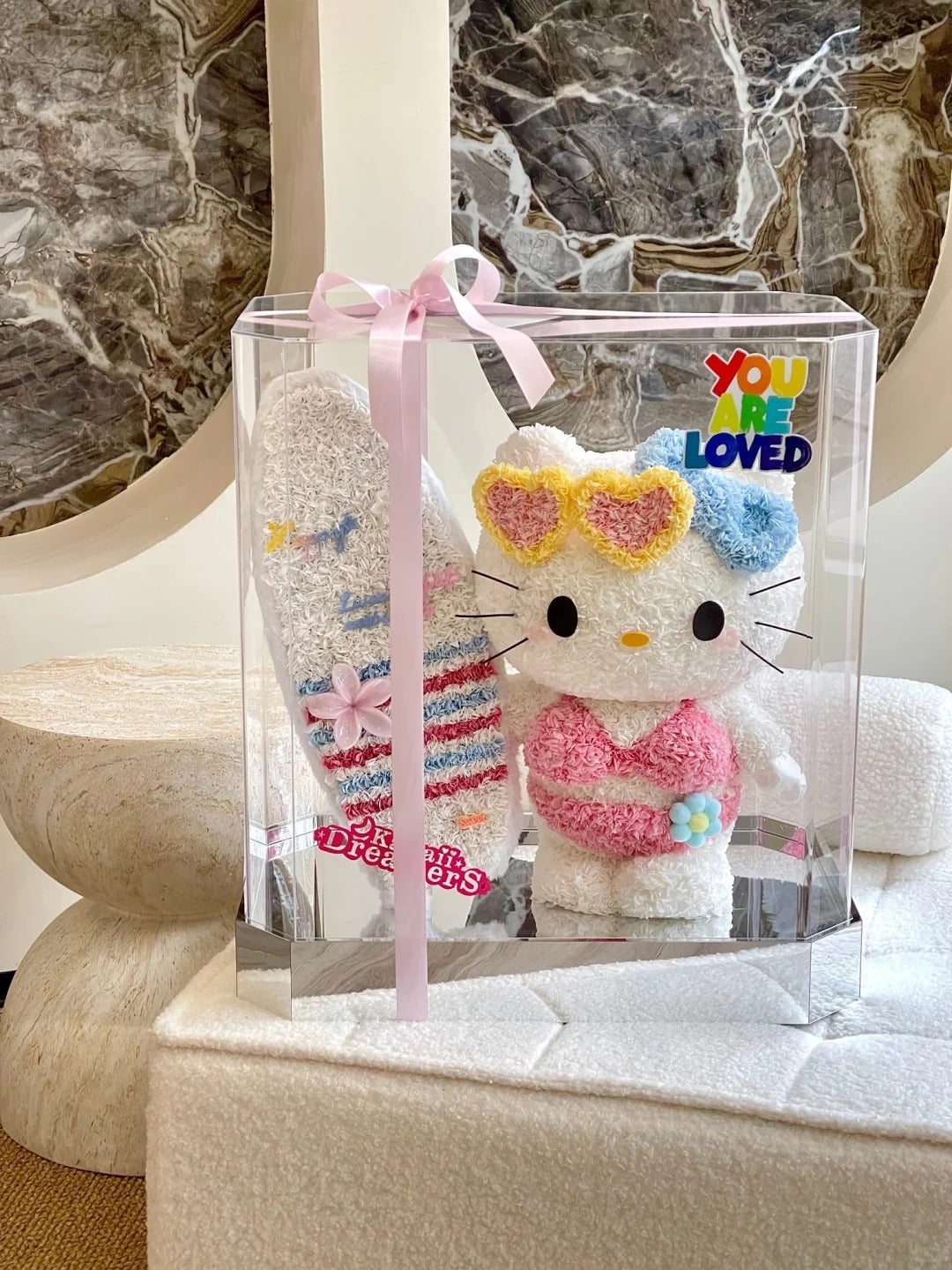 Hello Kitty preserved flower box / Romantic gift/anniversary present - for friends and loved ones